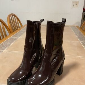 Aldo Brown Heeled Boots with Chunky Block Heel